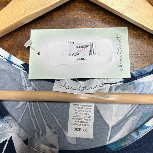 Keren Heart dress size 2X Caribbean blues short sleeve NWT flowing dress thick - Picture 3 of 5